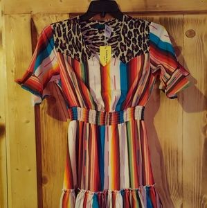 Serape leopard Euffle Dress NWT